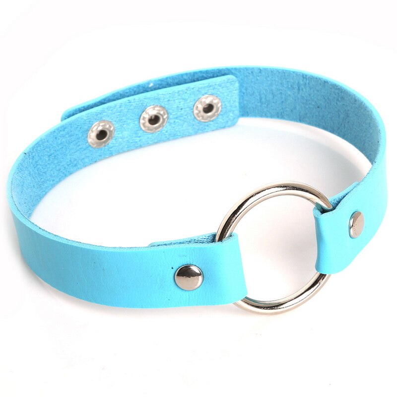 Newest Jewelry Women Punk Rivet Gothic Choker Necklace DIY Handmade PU Leather Harajuku Grunge Funky Torques Anime Necklace: Turquoise