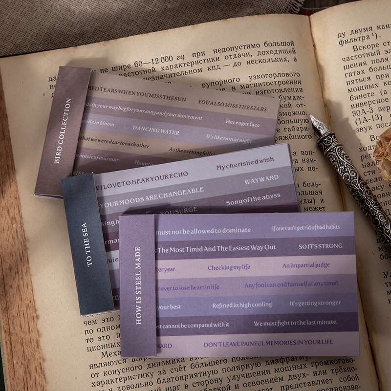 English Library Series English Phrases Stickers book Journal Decorative Paper Sticker Aesthetic Scrapbooking Label Stationery