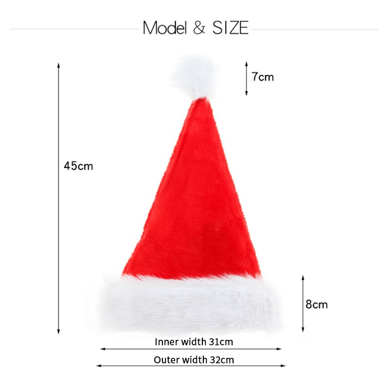 1PC Christmas Cap Thick Warm Plush Cute Santa Claus Fancy Dress Hat Christmas Hats Suitable For Adults And Children Decor
