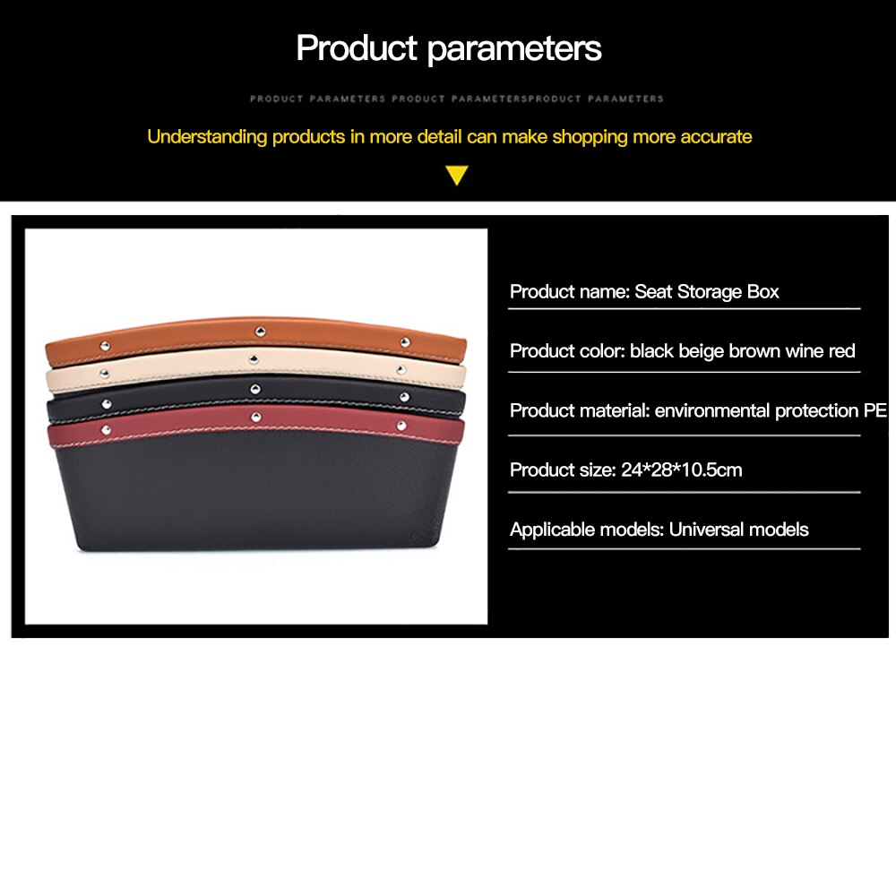 Organizador para coche, almacenamiento de cuero PU, asiento de coche para espacio de hendidura, bolsillo de almacenamiento, guantera, ranura, caja, accesorios para coche