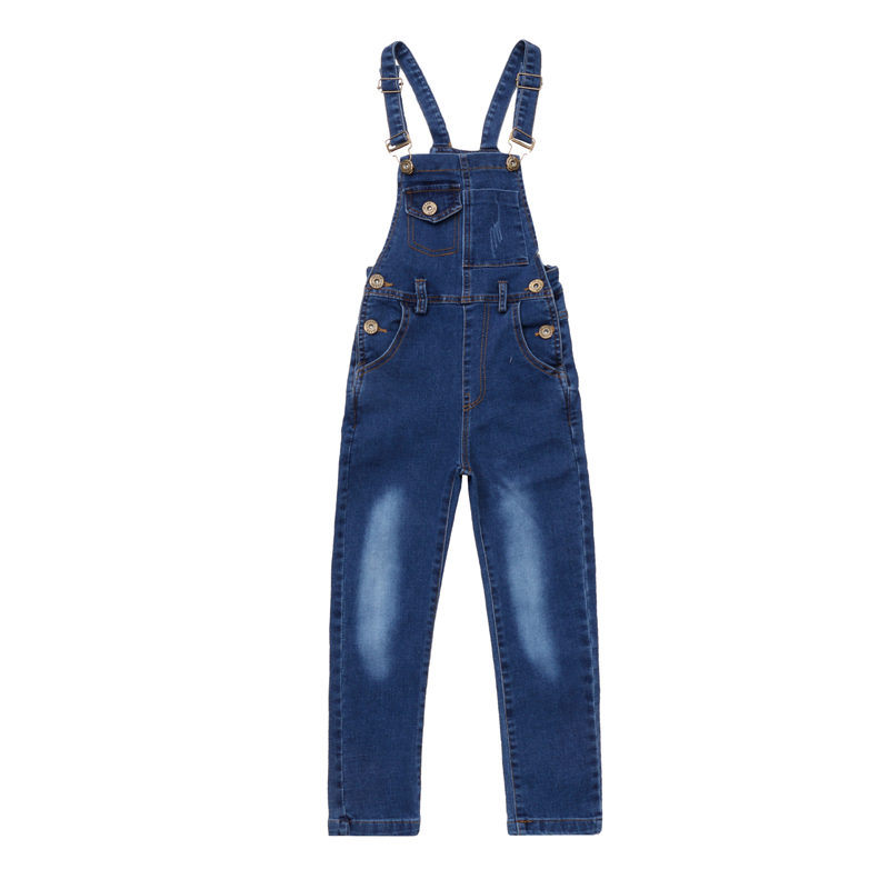 Primavera Otoño, pantalones vaqueros con tirantes para niñas, pantalones vaqueros estilo peto, Mono vaquero para niñas adolescentes, pantalones con tirantes informales 5-14T