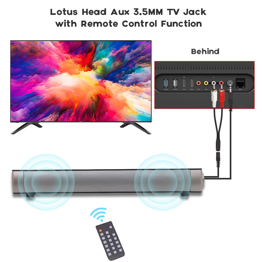 YOUXIU Portable Wireless SoundBar Bluetooth Speaker Home Theater TV System with Remote Control Wired 3D Surround Mini Sound Bar