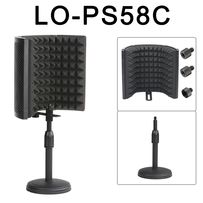 Plastic 3 Panels Isolation Shield Portable and Adjustable Foldable for Condenser Microphone to Reduce Noise Acoustic LO-PS58