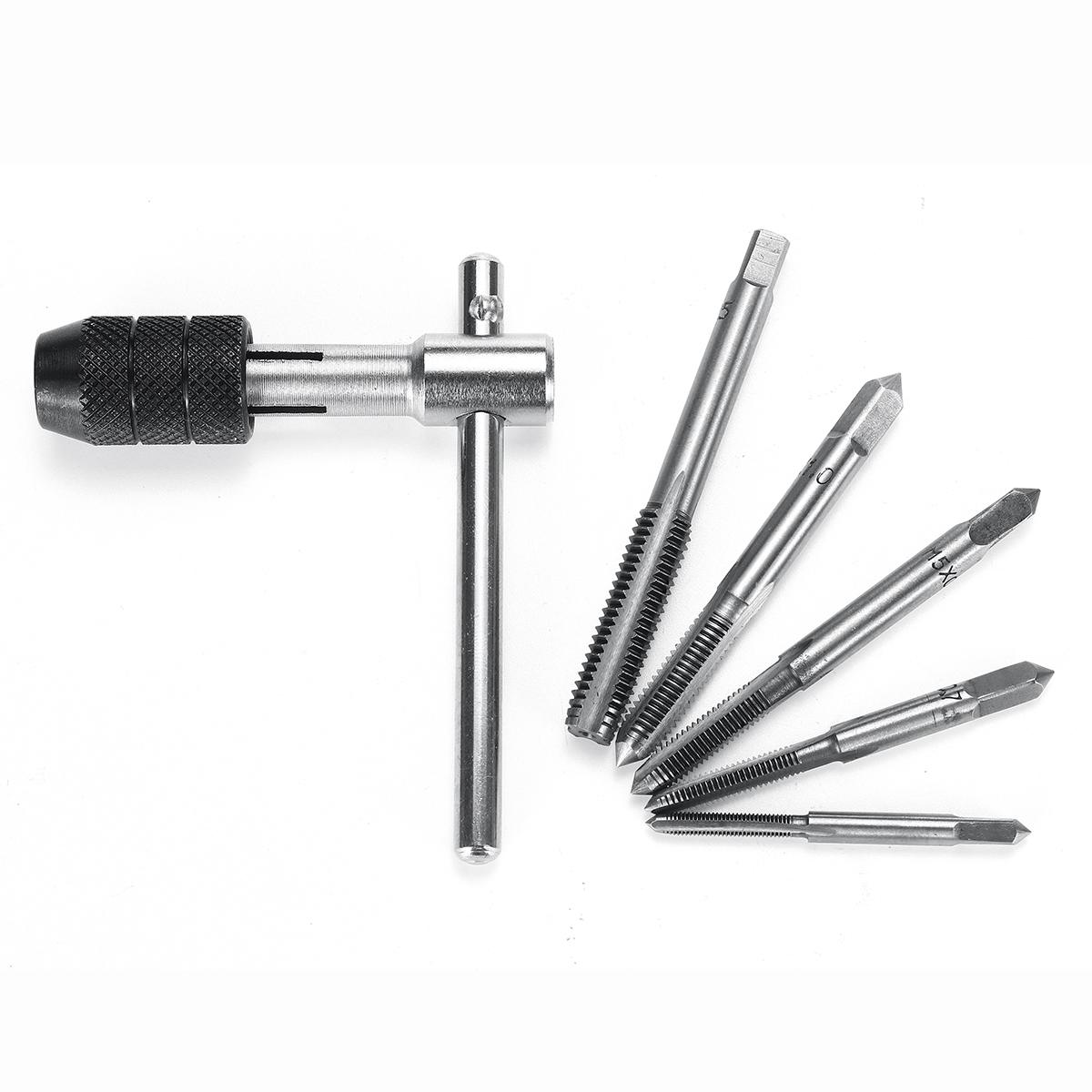 Verstelbare 3-8 Mm T-Handvat Ratchet Tap Wrench Met M3-M8 Machine Schroefdraad Metric Plug Tap Machinist tool Hand Tool