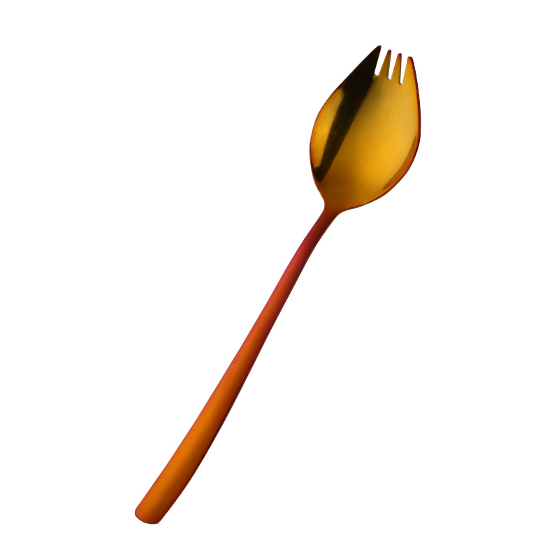 8PCS Stainless Steel Dinner Spork Camping Tableware 2 In 1 Colorful Rainbow Dessert Salad Fork Unique Spoons Bento Accessories: 8pcs rainbow NO.3