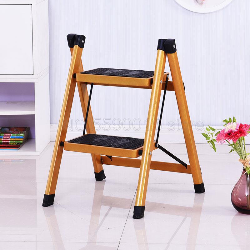 Escalera plegable pequeña antideslizante escalera plegable dorada gigante escalera de seguridad escalera de paso bajo taburete para lavar el coche rodamiento de 100kg: 2