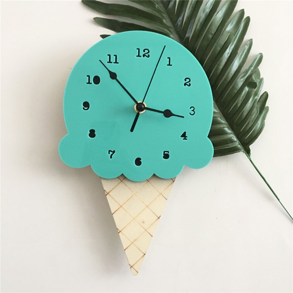 Nordic Ice Cream Wall Clocks Cute Creativity Cartoon Mute Watch Wall Home Decor Kids Room Wall Decoration Cute Ornament