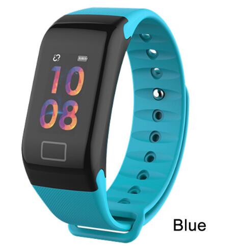 NAIKU écran couleur F1S Fitness Tracker tension artérielle Bracelet intelligent moniteur de sommeil rappel d'appel hommes montre pour iPhone 7 Huawei: F1S blue