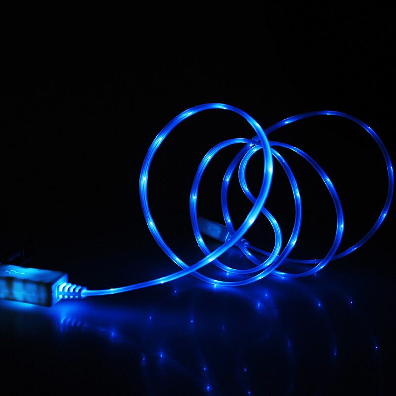 1M Colorful emitting Charge Wire Led Micro USB Cable for Samsung for HTC for iPhone 6 6S 7 8 Plus x Android phone charger cable