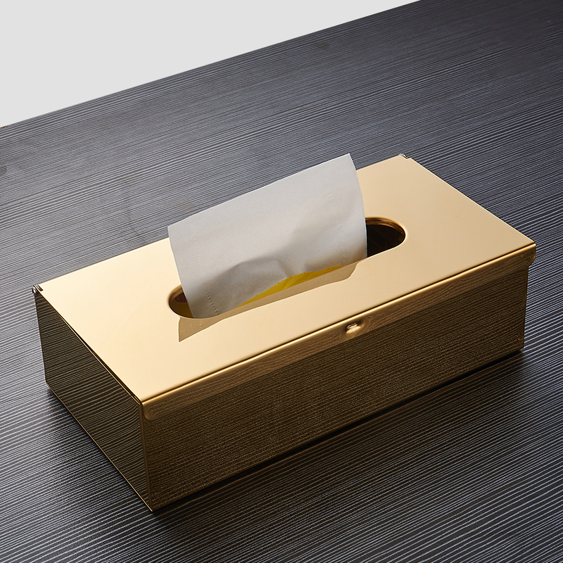 Vægmonteret toiletpapirholder papirstativ vandtæt tissueboks sort livng rum servietboks stativ badeværelse retro metal hylde: Guld