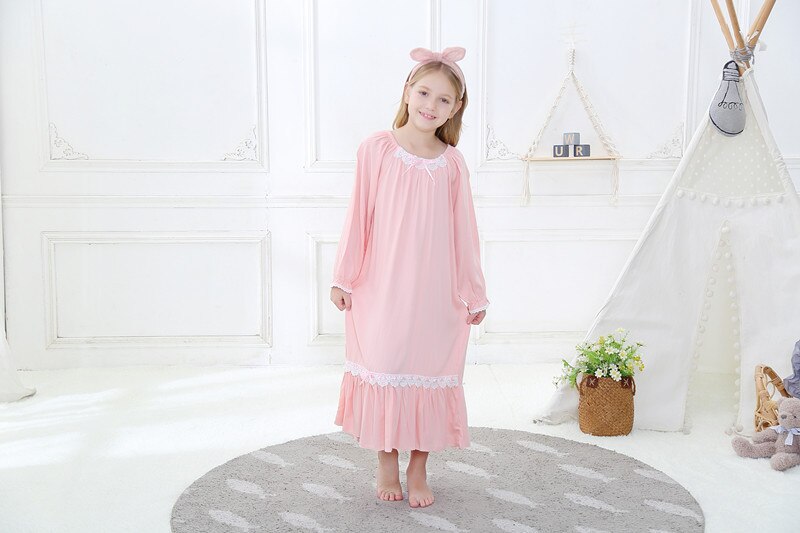 100% Zacht Katoen Borduren Pyjama Voor Meisjes Korte Mouw Night Jurk Paleis Prinses Nachtjapon Kinderen Zomer Nachtkleding: 5