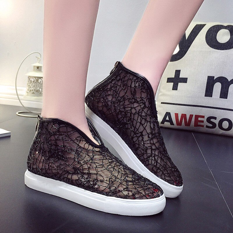 Women Gladiator Sandals Breathable Mesh Flat Sandals For Women Summer Silvery/Black Lace Beach Sandal Ladies Shoes