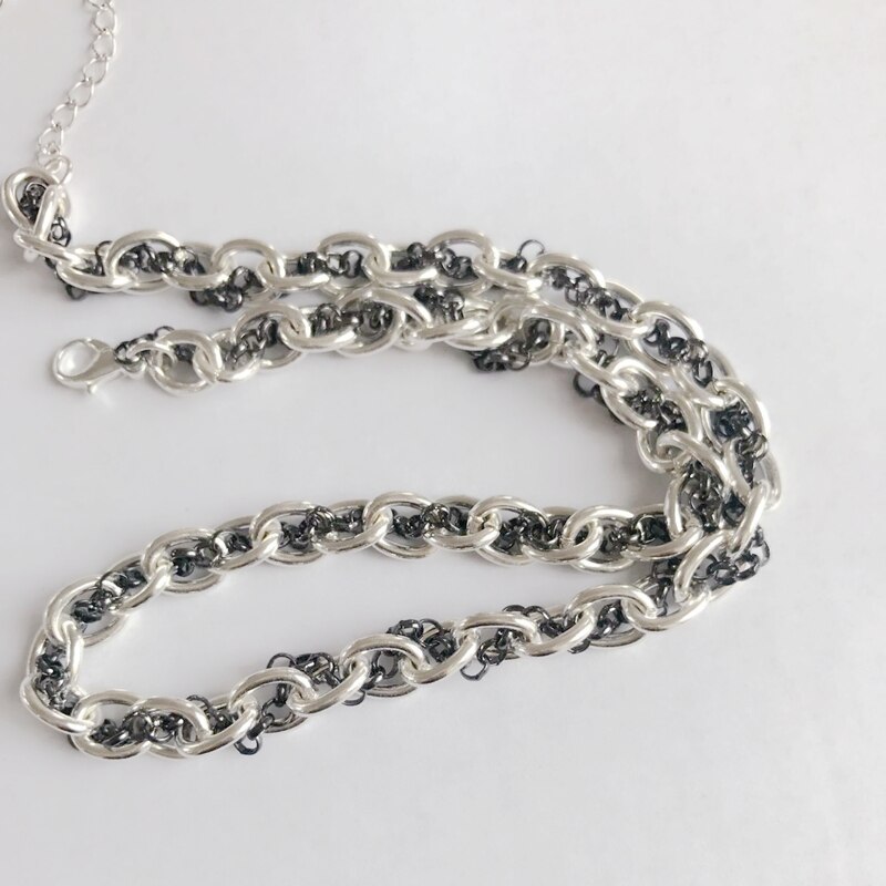 Choker Rhodium Chain Braided Necklace