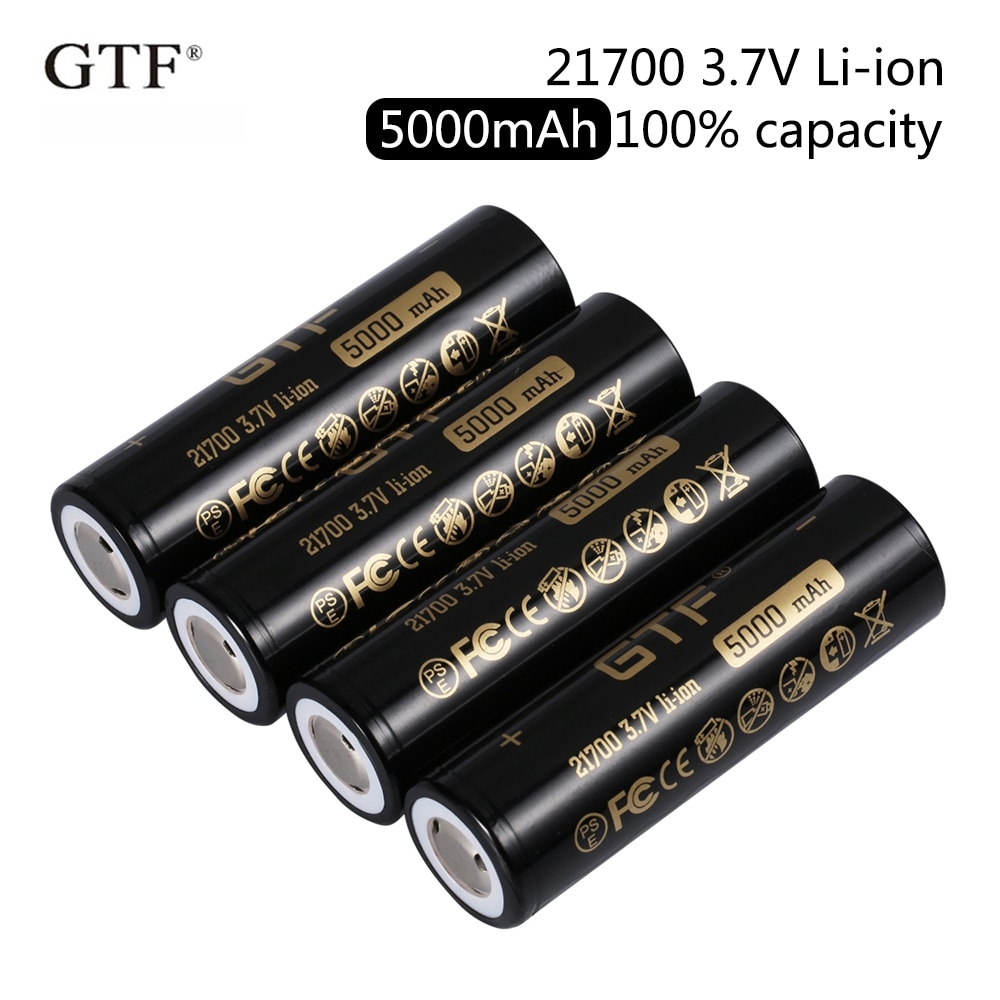 GTF 21700 3.7V 5000mAh real capacity Li-Ion Rechargeable Battery for Flashlight electronic car flat head batteries