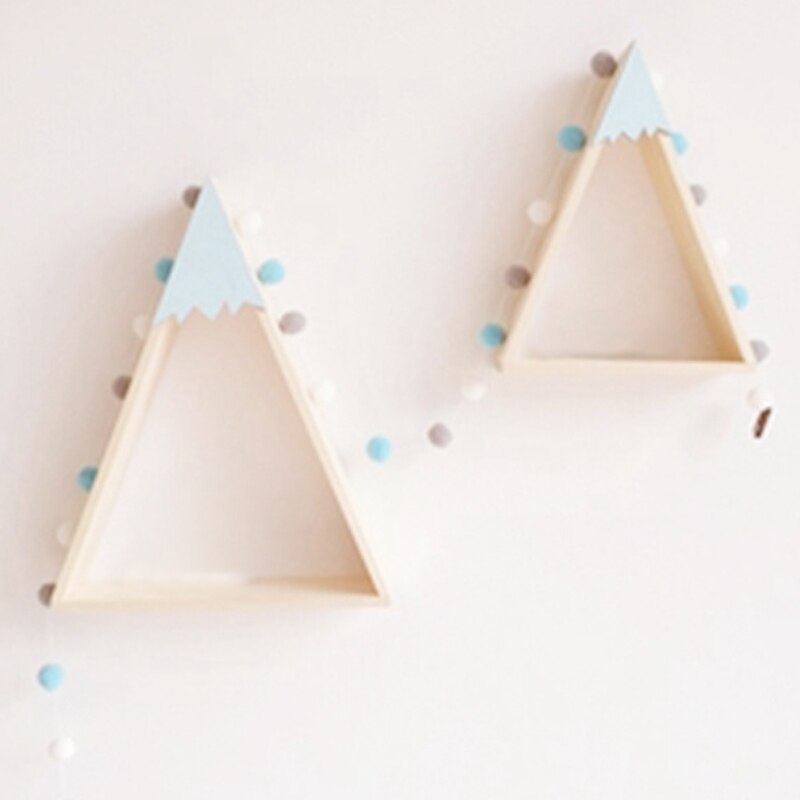 Estante de pared de madera para decoración del hogar, repisa flotante de estilo nórdico para habitación de bebé, montaña y nieve, JJJSN11451, 2 unids/set: Azul