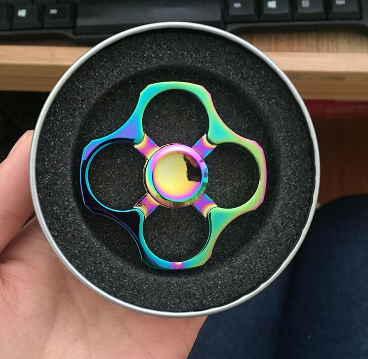 Rainbow Colorful Four Fidget Spinner Hand Spinner For Better Focus Reduce Autism ADHD Stress Toys With Box: laohukou