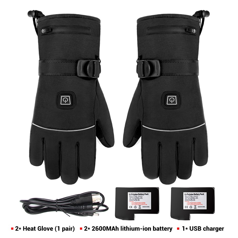 Winter motorhandschoenen, verwarmde handschoenen, waterdichte motorhandschoenen, usb elektrische verwarmde handschoenen met accu voor skiën: A2 met batterij