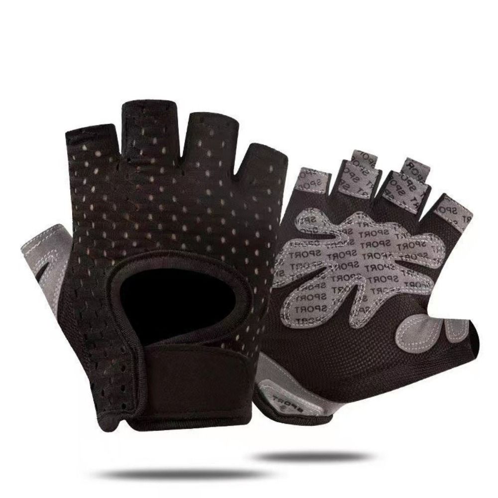 Ademende Workout Handschoenen Gewicht Tillen Vingerloze Gym Fitness Oefening Halve Vinger Handschoenen Voor Powerlifting Vrouwen Mannen: WHITE / S