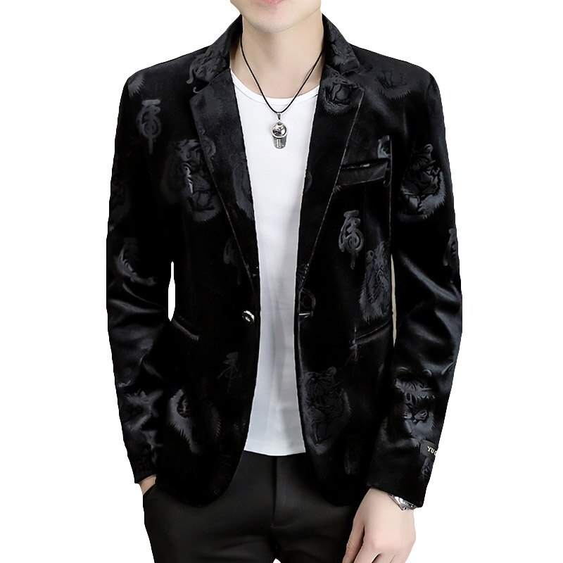 Blazer de luxe en velours pour homme, veste de costume, décontractée, Slim, tenue de bureau, Streetwear, bonne