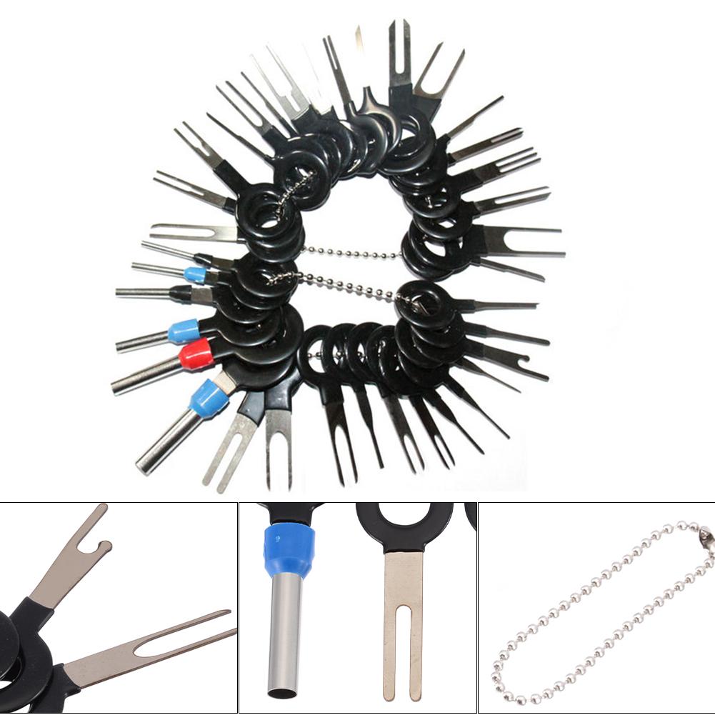 Kit de pinzas de presión para coche, 38 Uds., herramienta de extracción de terminales de enchufe automotriz, pinza de presión para cables, Extractor de clavijas para herramienta de reparación de enchufe de coche