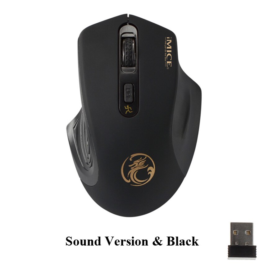 Cichy przyciski bezprzewodowa mysz 2.4 ghz oszczędzania energii optyczne minikomputer mysz myszy bezprzewofowe odbiornik USB dla PC Laptop Notebook: Sound Black