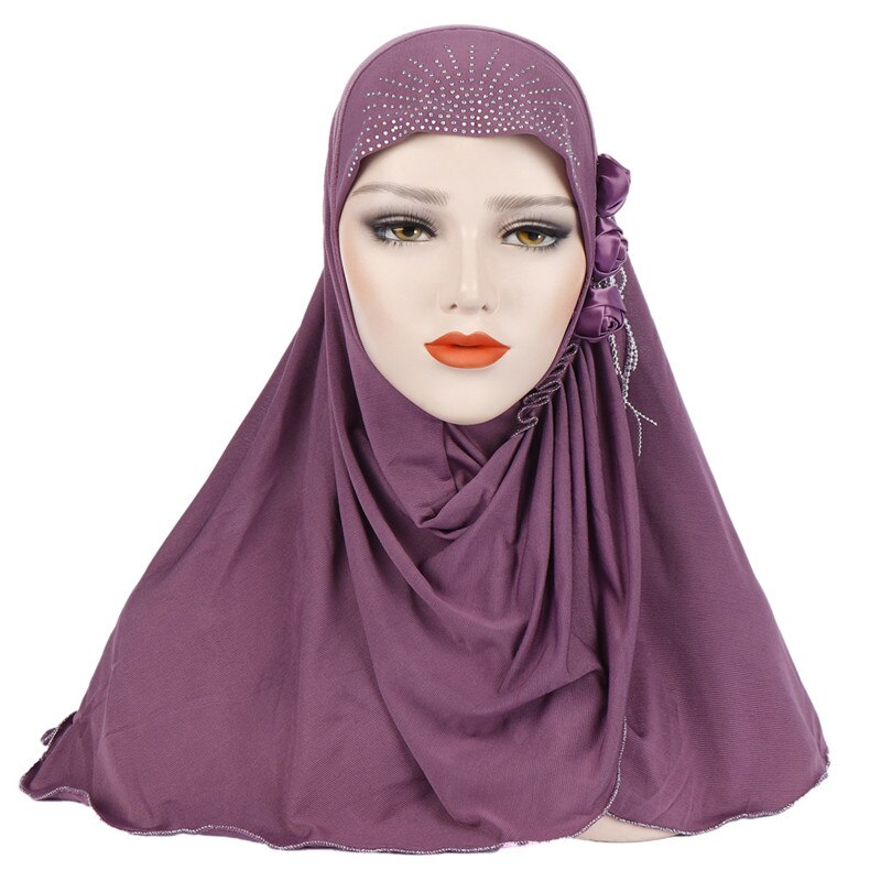 Malaysia muslim hijab tørklæde solid bomuld blomst diamant sjal kvinder tørklæde klar til at bære hijab musulman femme foulard