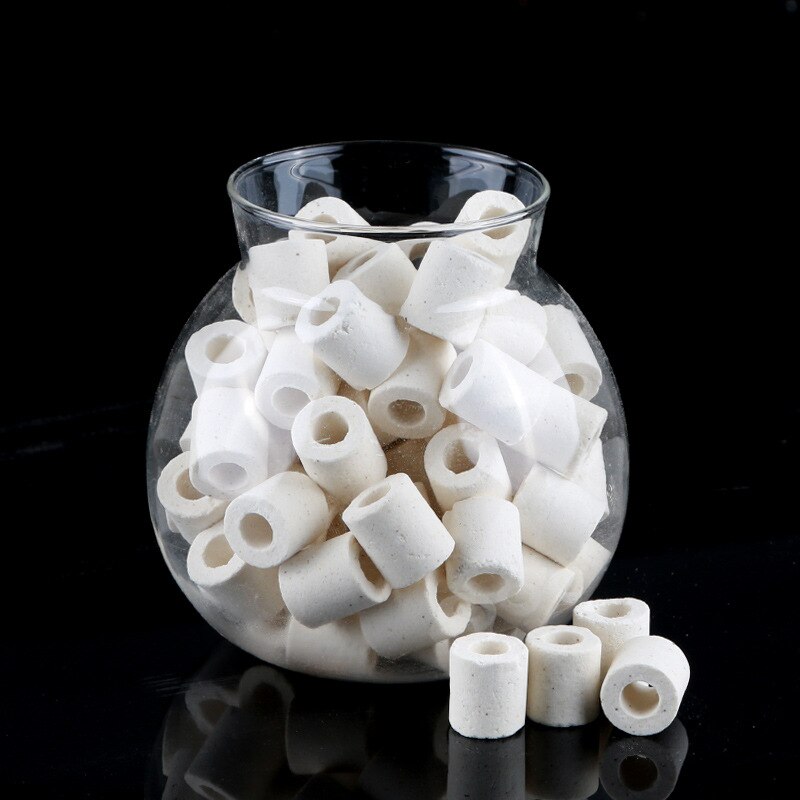 9 in 1 akvariefiltermaterial keramisk biokemisk boll akvarium medium akvarietillbehör nätpåse: Glas geramic ring / 1000g