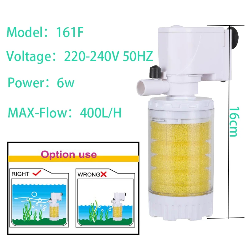 220V 3 in 1 Aquarium Multifunctionele Filterpomp Zuurstof Aquarium 4 Lagen Filter Aquarium Interne Filter Materiaal Luchtpomp: WHITE