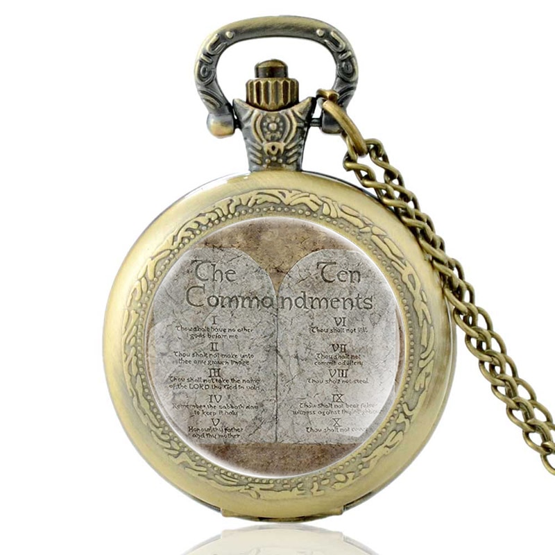 Vintage bibel de ti bud bronze charme kvarts lommeur mænd kvinder vedhæng halskæde timer ur