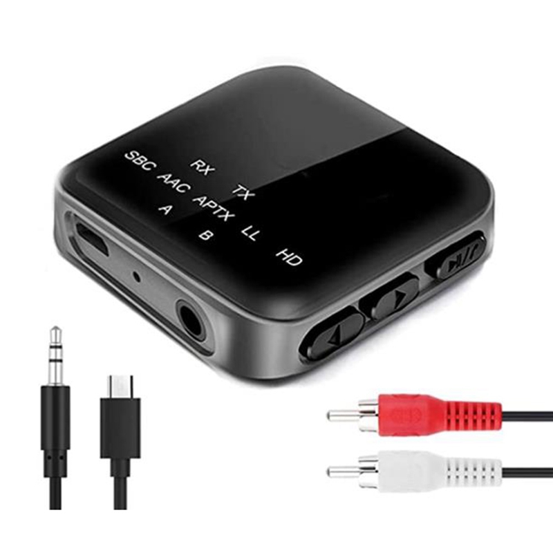 Aptx HD LL Bluetooth 5.0 Audio Receiver Transmitter CSR8675 RCA 3.5Mm Jack AUX Adapter With Mic: Brown
