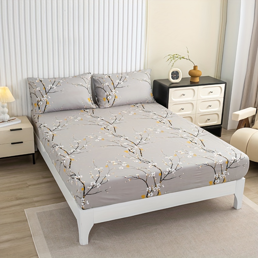 Juego de sábanas ajustadas con estampado de 3 piezas, (1 sábana bajera + 2 fundas de almohada, sin núcleo)