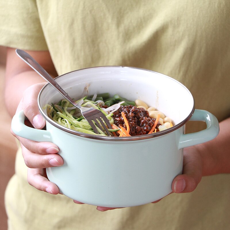 Composite multi-layer bottom Japanese-style high-profile one-person enamel small pot easy to clean glass visual pot cover: ice Green