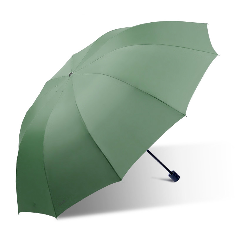 Stærk 127cm diameter 10 benforstærkning paraply vindtæt tre foldbar anti uv golf paraply to eller tre personer kompakt: 5 grønne