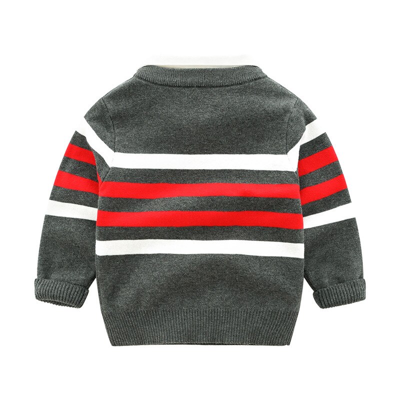 Forår efterår vinter år jul turndown krave strikket skole farve patchwork baby børn drenge stribede trøjer  yx0