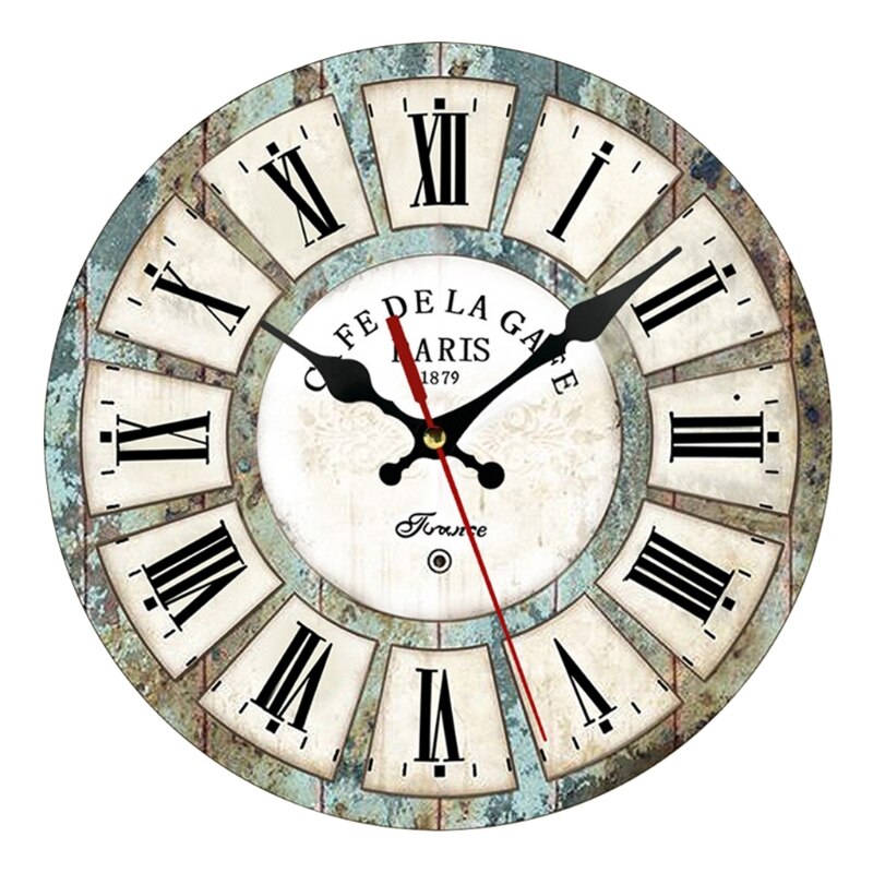 Large Vintage Wall Clock Silent Non-ticking Wall Clock Roman Numerals Gold L5YE