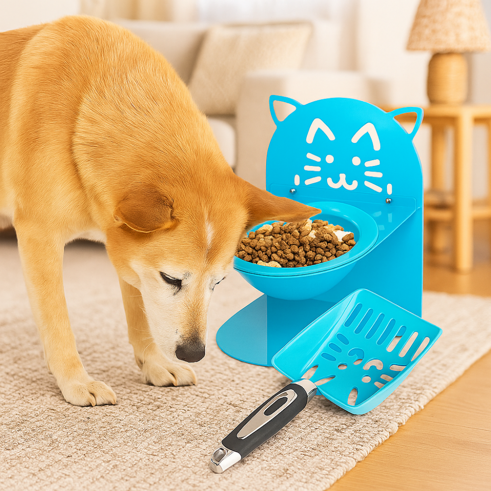Miska dla kota ze stali nierdzewnej na wysokim stojaku, naukowy stabilizator szyi, antypoślizgowa miska dla kota na wysokich nóżkach, odłączana z łopatką robić kuwety.