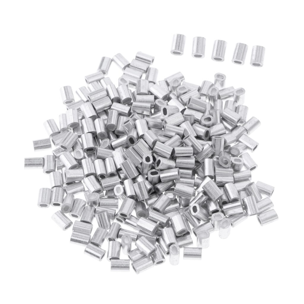 100 st aluminium krymphylsor 0.8-1.5mm dubbla ovala fiskelina krympningsrör tråd krympkontakt fisketillbehör