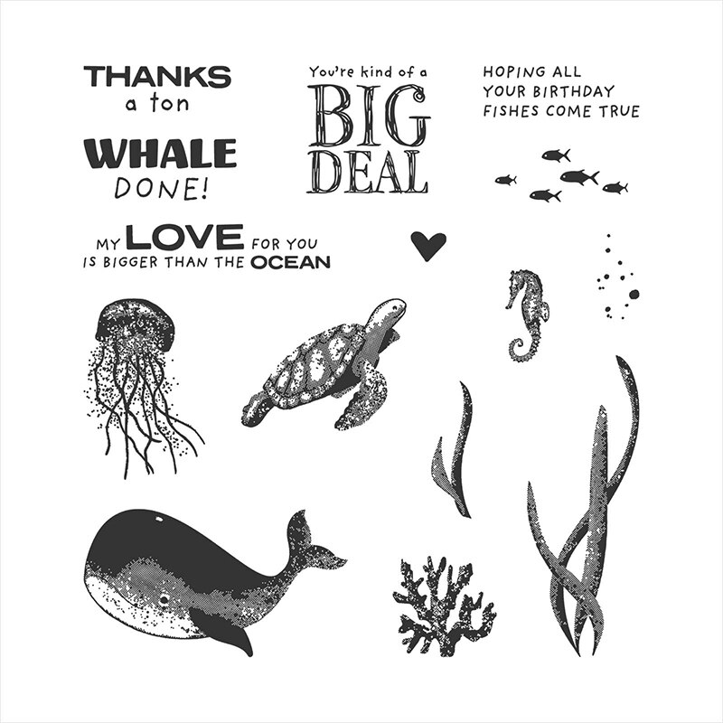 Animal en el océano ballena tortuga de mar medusas algas sellos y de corte de Metal muere Scrapbooking papel de corte para hacer la tarjeta