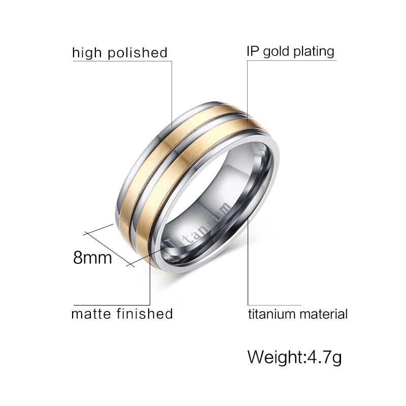 Vnox de Carbure de Titane Hommes Anneau De Mariage Anneaux 8mm USA Taille Gravé "Titanium"