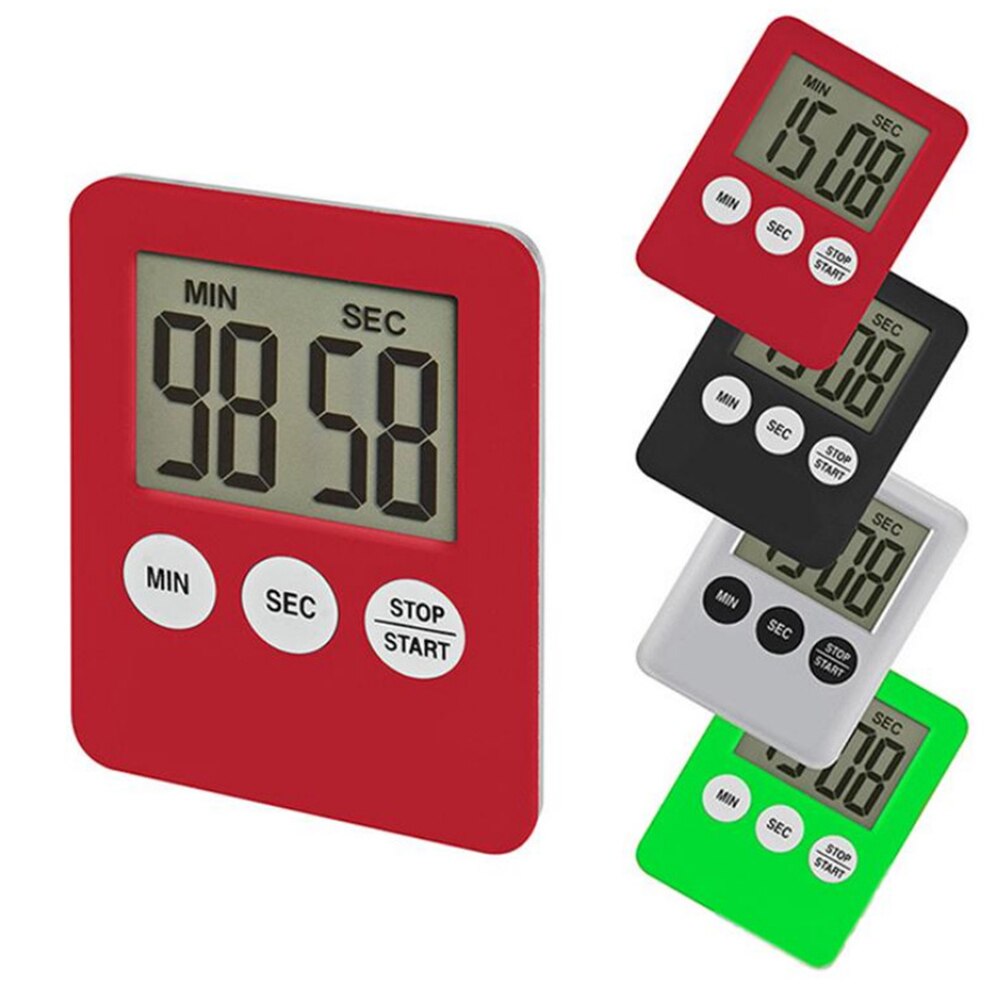 Mini Lcd Digitale Display Kookwekker Vierkante Keuken Countdown Alarm Magneet Klok Slaap Stopwatch Klok Timer