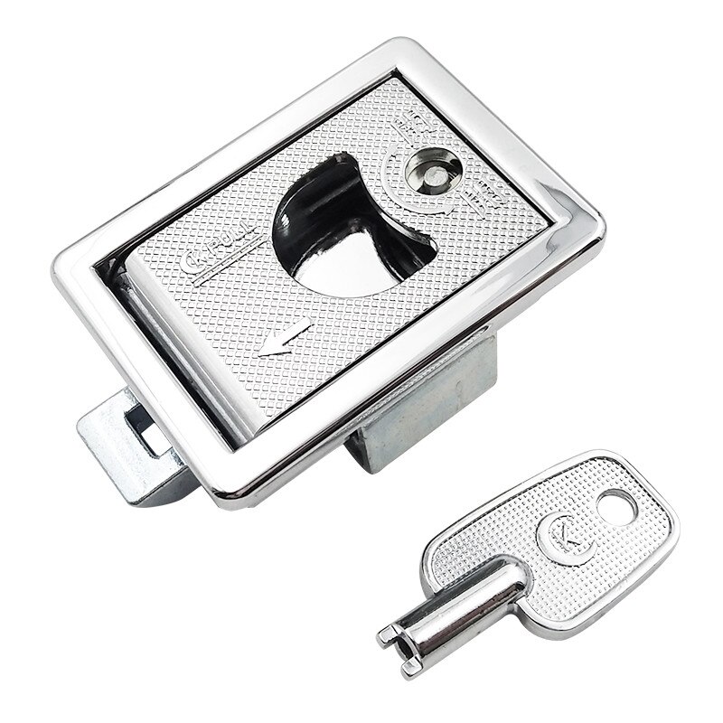 Zinc alloy lock Electric cabinet cabinet panel lock Small handle lock hasp pull open buckle lock Embedded bolt lock