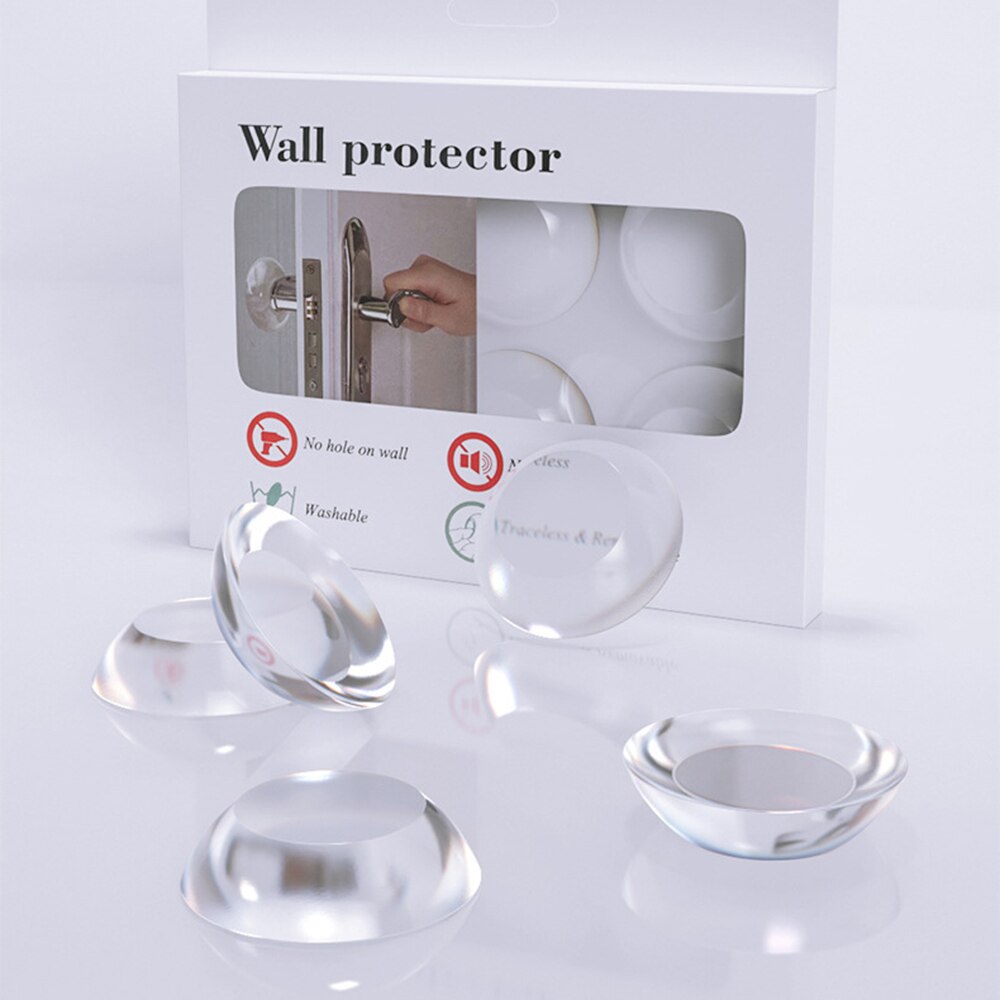 Tope de puerta de silicona redondo antigolpes, Protector de manija de puerta, 4 Uds./6 uds./caja