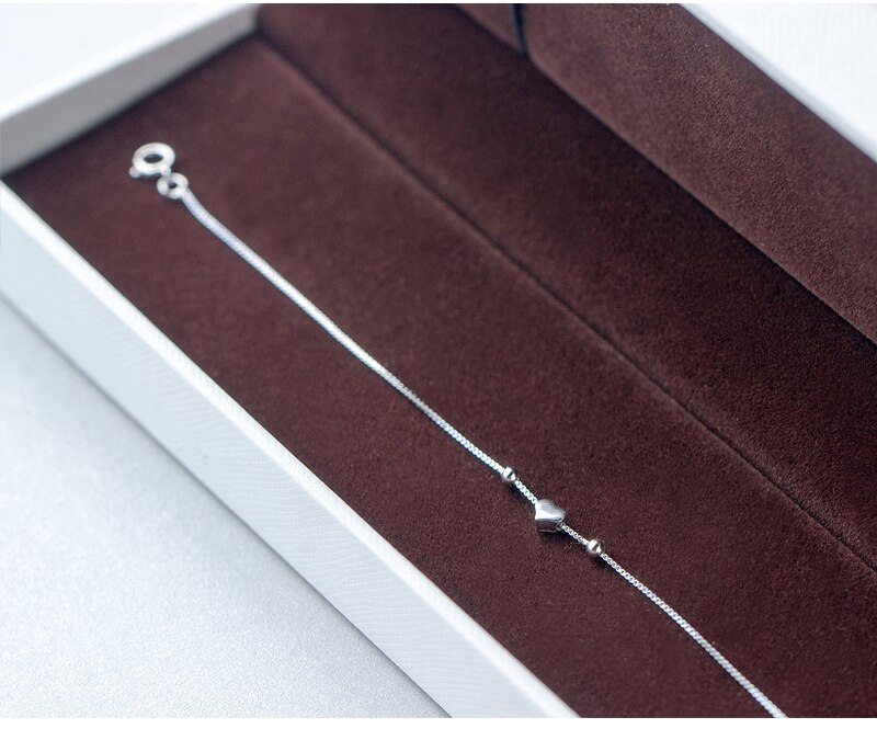 925 Sterling Silver Romantic Small Heart Charm Anklet For Women S925 Ankle Bracelet Adjustable Length
