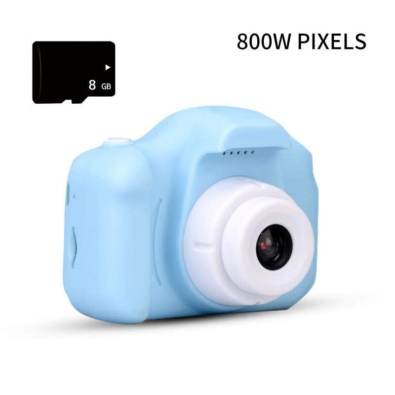 2 Inch Mini Digital Camera Cute Kids Camcorder With Display Screen For Children Birthday Outdoor Cartoon Photography Props: 800W blue cam