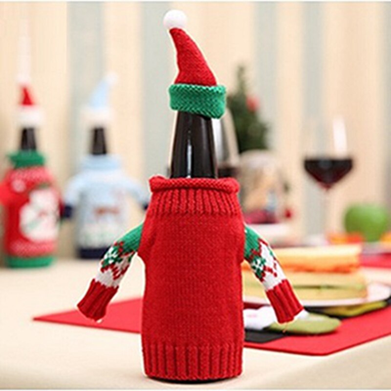 Julepynt vinflaske sweater dæktaske julemanden strikkehuer til år jul indretning til hjemmemiddagsfest