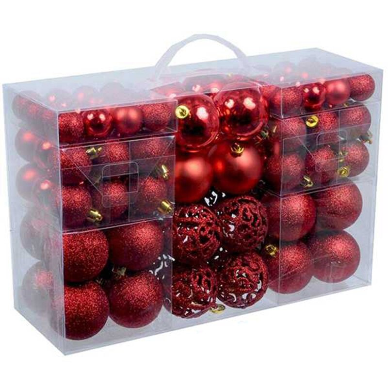 100 stuks kerstballendoosset beschikbaar kerstboomversiering kerstversiering: Rood