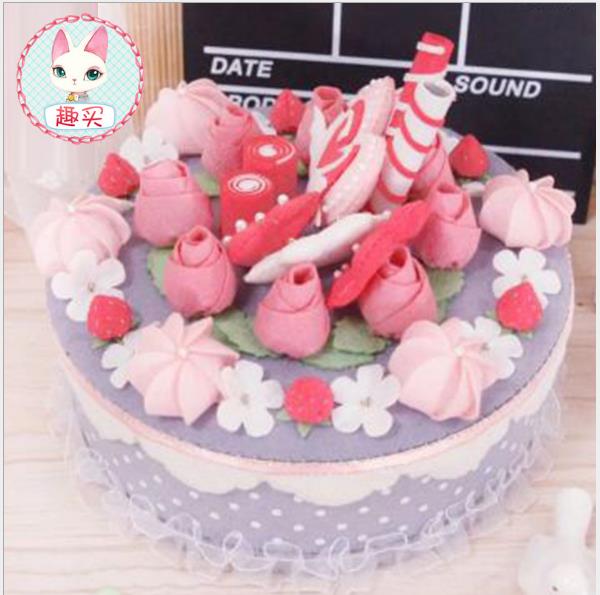 Filzen kit filz diy handwerk Handgemachte bunte kuchen Lagerung Fall Für Kinder Geburtstag Speziellen Fühlte DIY Paket: Licht Grün