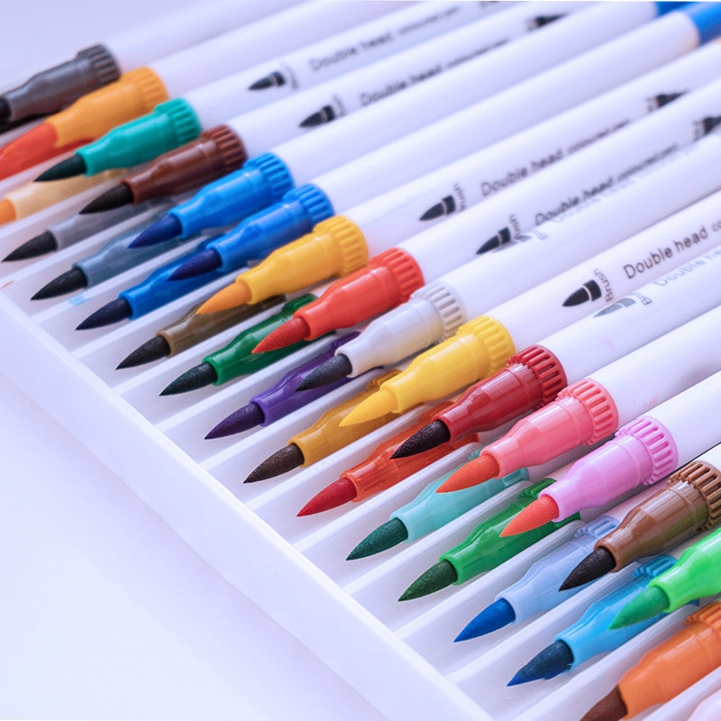 Anime Manga Feine Liner Stifte Aquarell Dual Spitze Pinsel Stift Skizze Graffiti Kunst Marker Für Zeichnung Schreibwaren Schule Liefert