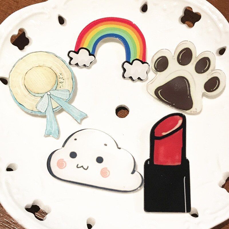 1Set Voedsel Serie Acryl Broches Cookie Sushi Mike Icoon Badges Ijs Pins Voor Kids Party Decoratie Op bag Kleding: Goud