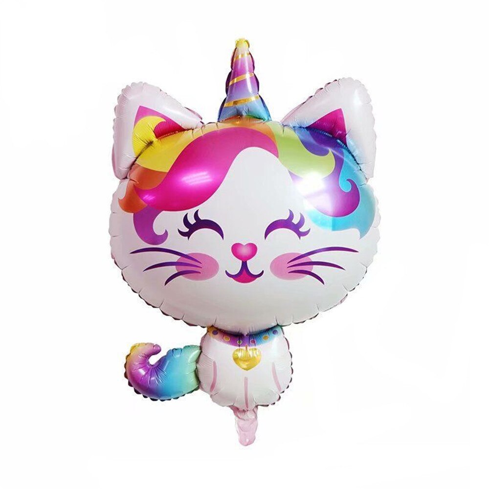 Karikatur Hütte Nette Regenbogen Einhorn katze ballon Party dekoration Folie Ballons Ebene thema Baby Mädchen partei liefert spielzeug Hütte